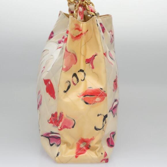 CHANEL Matelasse Chain Coco Mark Lip Tote Bag Vinyl Red CC - Picture 4 of 16